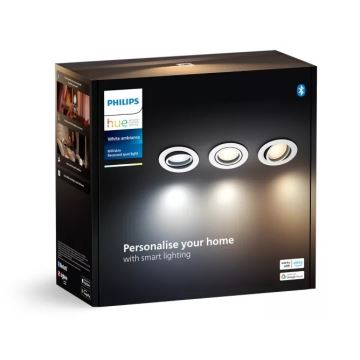 Philips - CONJUNTO 3x Focos LED embutidos com regulação Hue MILLISKIN 1xGU10/4,2W/230 2200-6500K