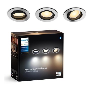 Philips - CONJUNTO 3x Focos LED embutidos com regulação Hue MILLISKIN 1xGU10/4,2W/230 2200-6500K