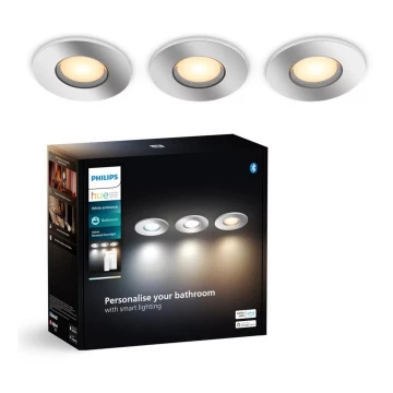 Philips - CONJUNTO 3x Focos LED embutidos para casa de banho LED com regulação Hue ADORE BATHROOM 1xGU10/4,2W/230V 2200-6500K IP44