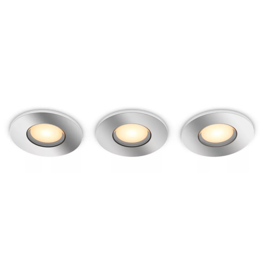 Philips - CONJUNTO 3x Focos LED embutidos para casa de banho LED com regulação Hue ADORE BATHROOM 1xGU10/4,2W/230V 2200-6500K IP44