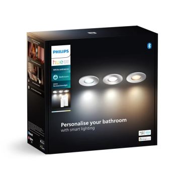 Philips - CONJUNTO 3x Focos LED embutidos para casa de banho LED com regulação Hue ADORE BATHROOM 1xGU10/4,2W/230V 2200-6500K IP44