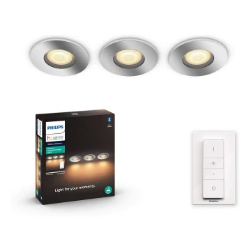 Philips - CONJUNTO 3x Iluminação de casa de banho LED com regulação Hue ADORE 1xGU10/5W/230V IP44 + CR