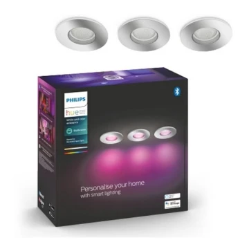 Philips - CONJUNTO 3x Iluminação de casa de banho LED RGB com regulação Hue XAMENTO 1xGU10/5,7W/230V IP44