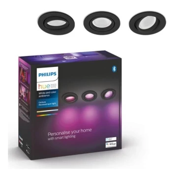 Philips - CONJUNTO 3x Iluminação embutida LED RGB com regulação Hue CENTURA 1xGU10/5,7W/230V 2000-6500K