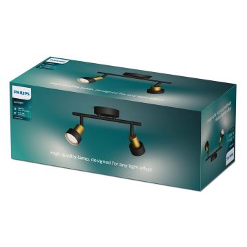 Philips - Foco CONDUIT 2xGU10/5W/230V preto/latão