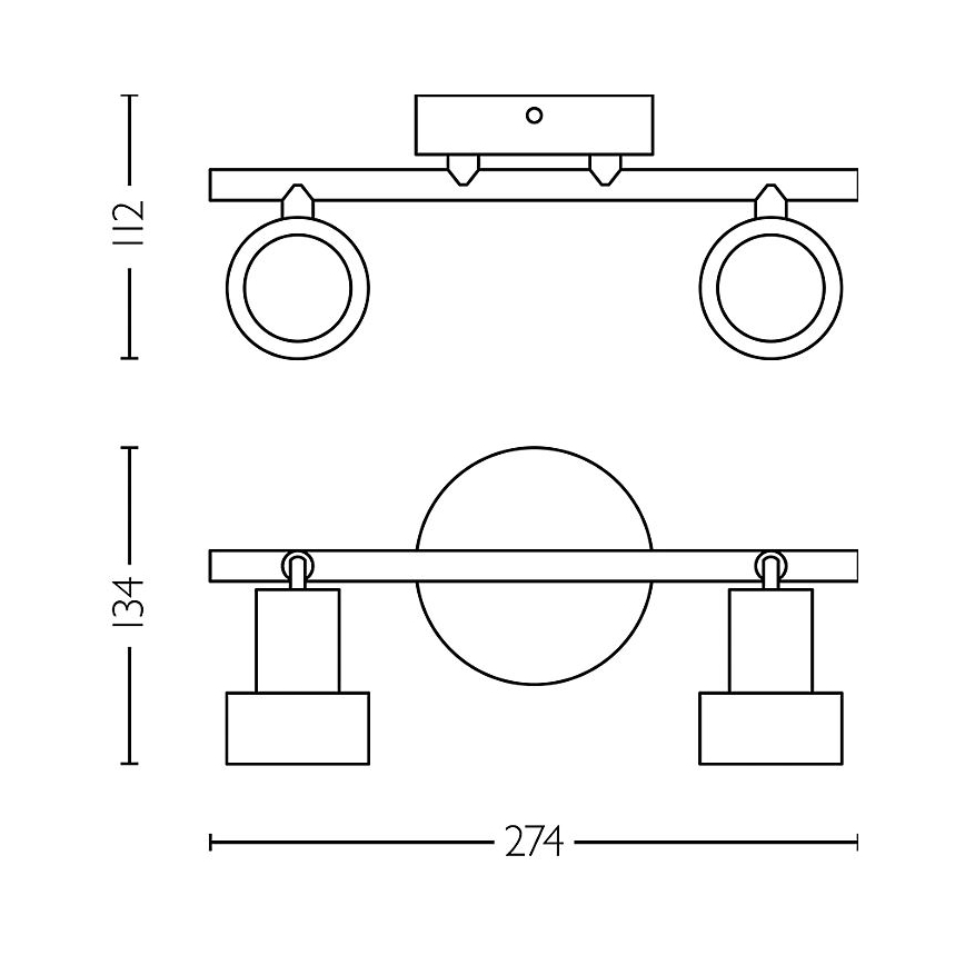 Philips - Foco CONDUIT 2xGU10/5W/230V preto/latão