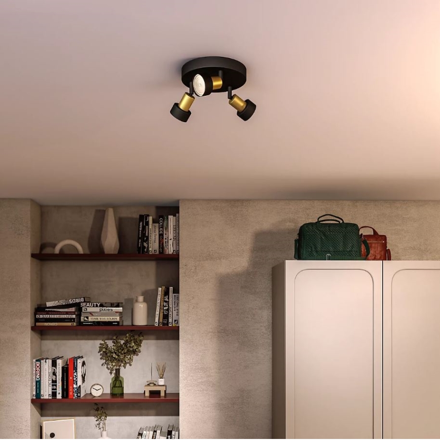 Philips - Foco CONDUIT 3xGU10/5W/230V preto/latão