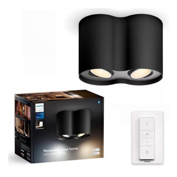 Philips - Foco LED com regulação Hue PILLAR 2xGU10/4,2W/230V 2200-6500K + comando preto