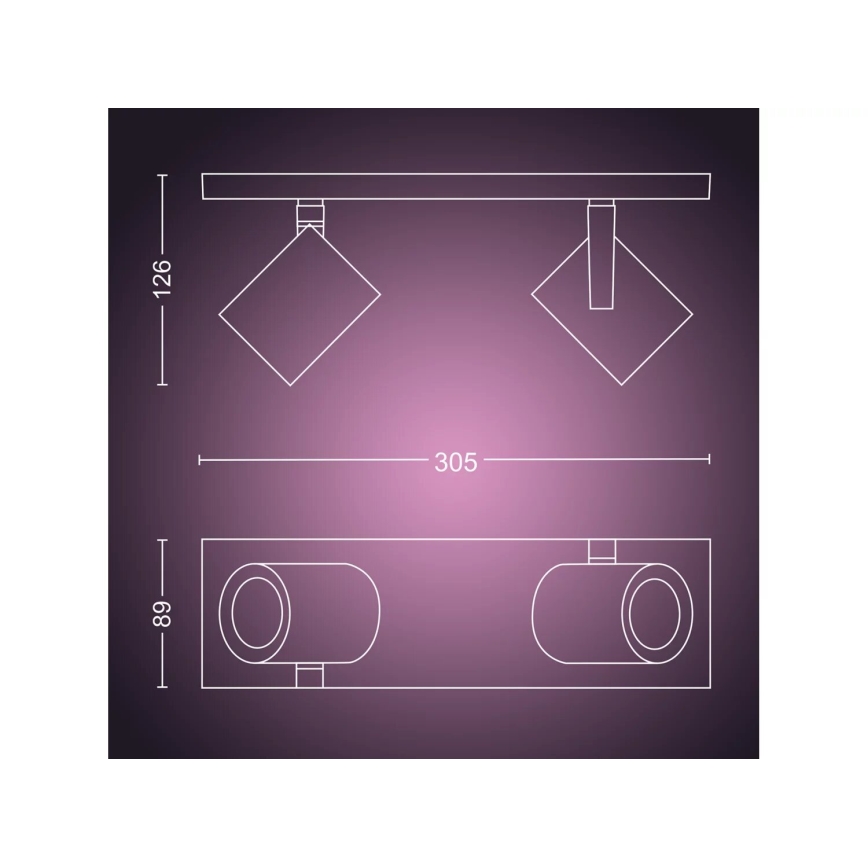 Philips - Foco LED RGBW com regulação Hue ARGENTA 2xGU10/4,2W/230V 2000-6500K