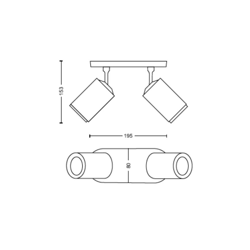 Philips - Foco LED RGBW com regulação Hue FUGATO 2xGU10/4,2W/230V 2000-6500K preto