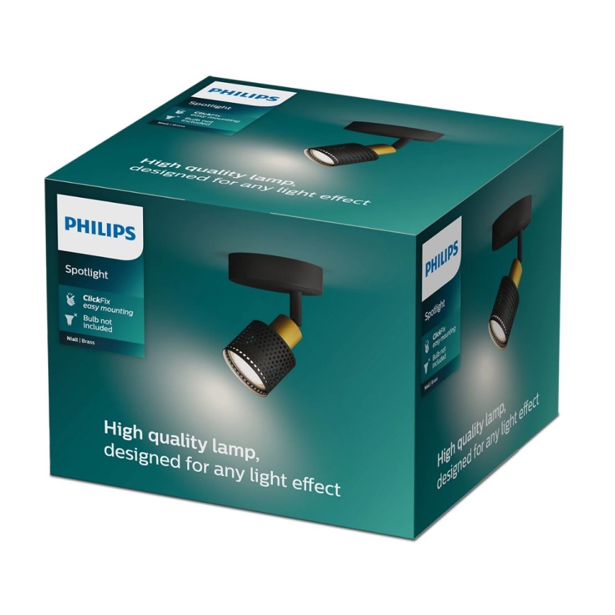 Philips - Foco NIALL 1xGU10/5W/230V preto/latão