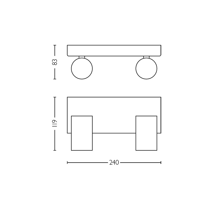 Philips - Foco para casa de banho IDRIS 2xGU10/5W/230V IP44 preto