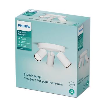 Philips - Foco para casa de banho IDRIS 3xGU10/5W/230V IP44 branco