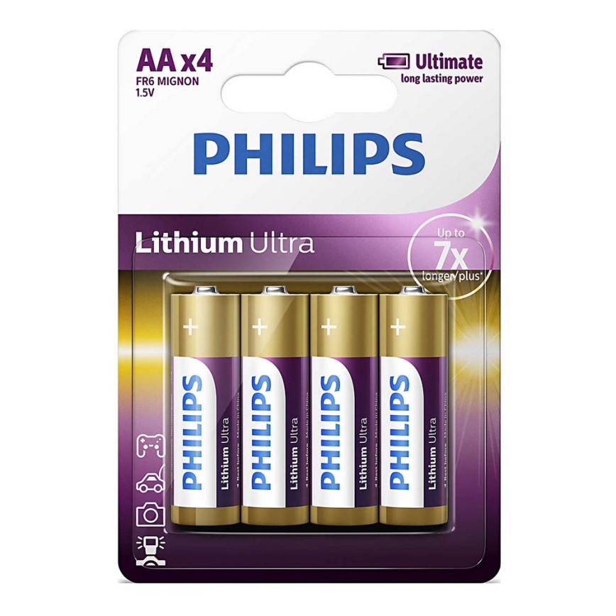 Philips FR6LB4A/10 - 4 pçs Célula de lítio AA LITHIUM ULTRA 1,5V 2400mAh