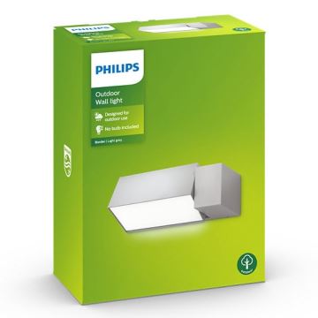 Philips - Iluminação de parede exterior BORDER 1xE27/23W/230V IP44 cinzenta