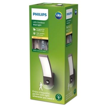 Philips- Iluminação de parede exterior com sensor LED/12W/230V 2700K IP44