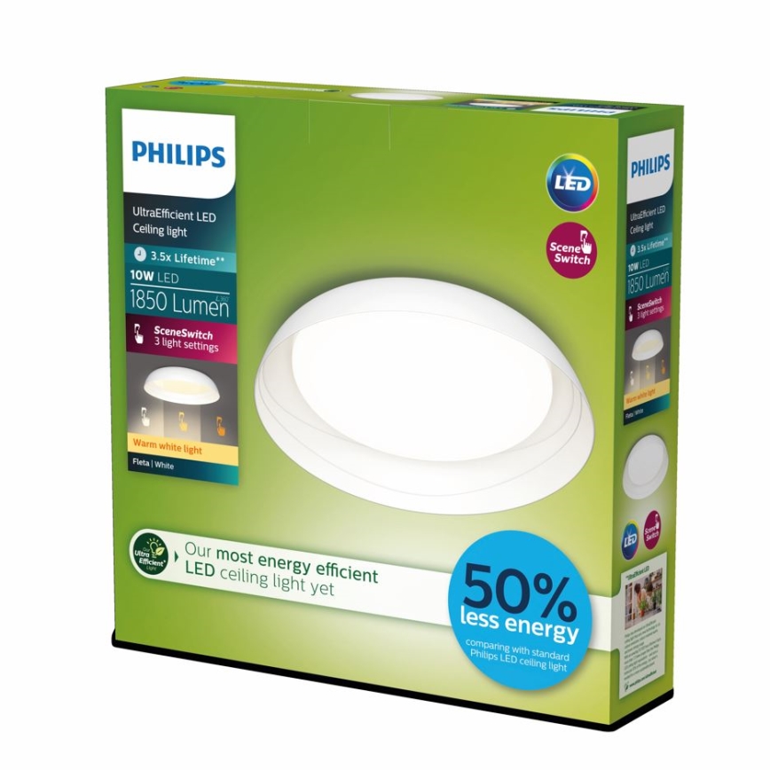 Philips - Iluminação de teto LED com regulação FLETA LED/10W/230V 2700K branco