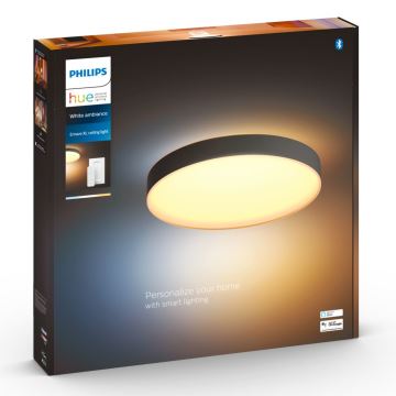 Philips - Iluminação de teto LED com regulação Hue LED/48W/230V 2200-6500K diâmetro 551 mm preto + controlo remoto