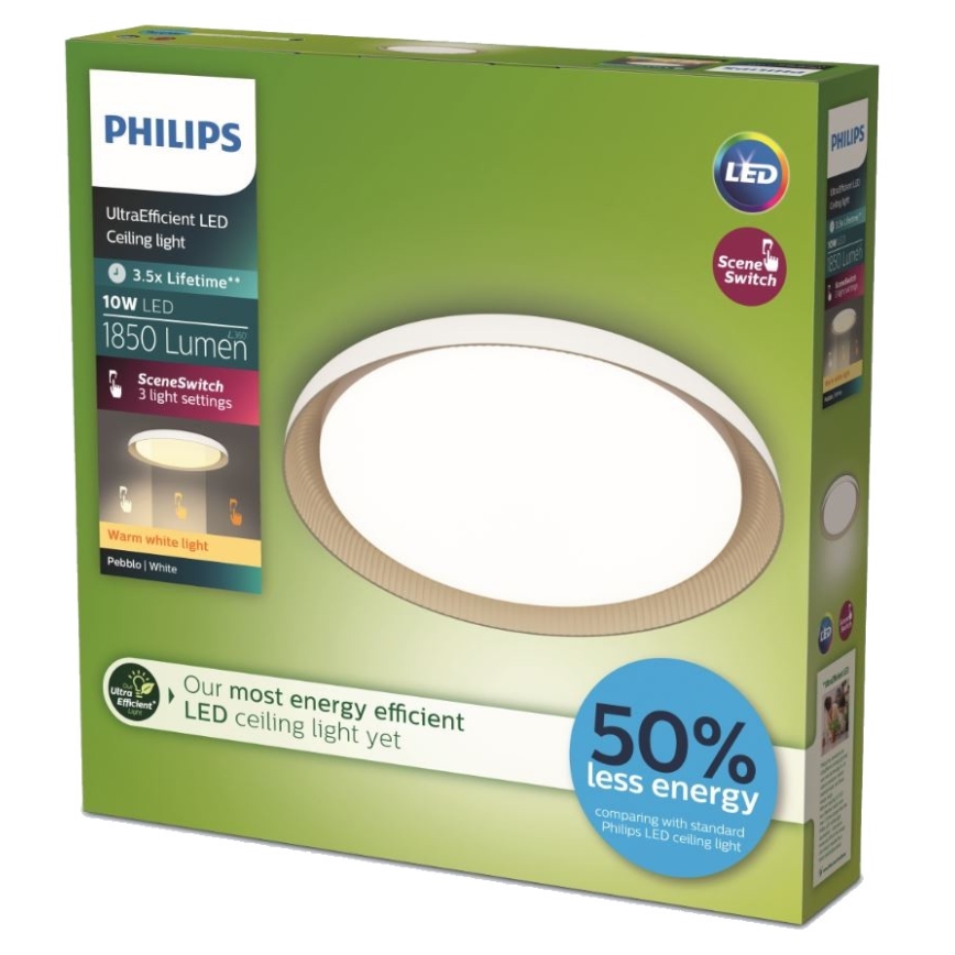 Philips - Iluminação de teto LED com regulação PEBBLO SCENE SWITCH LED/10W/230V 2700K branco