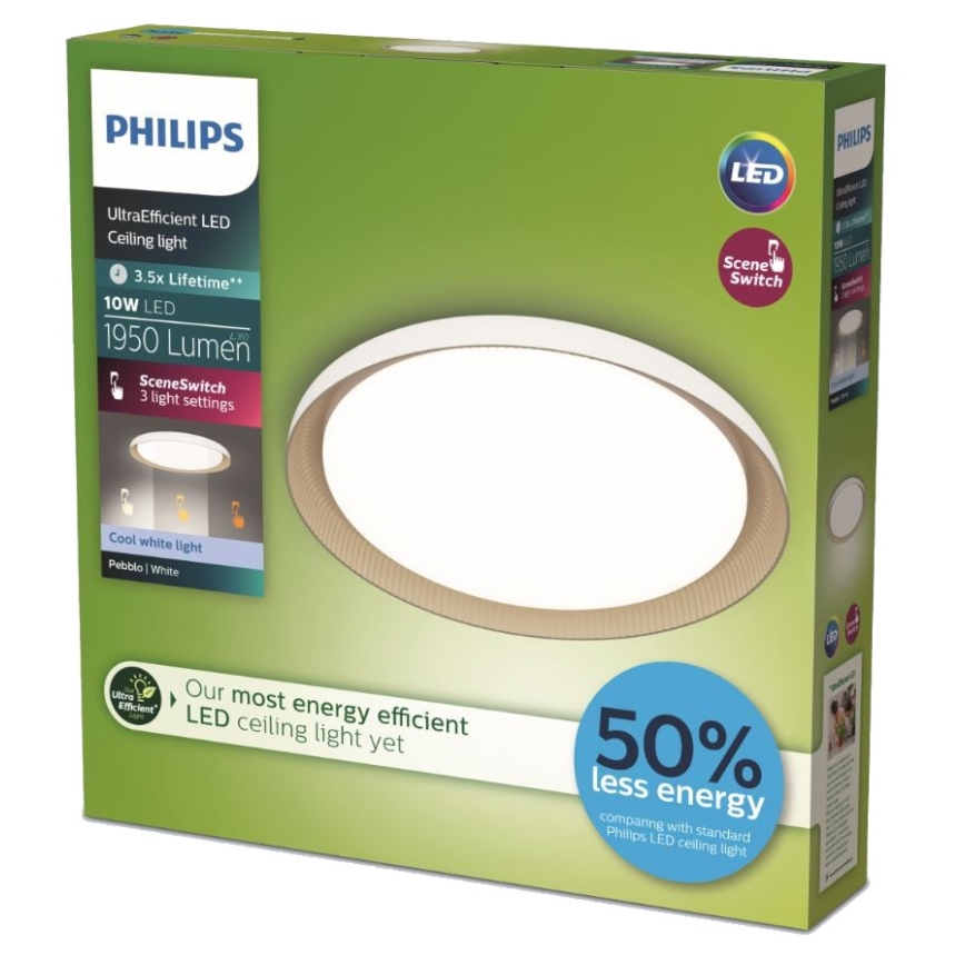 Philips - Iluminação de teto LED com regulação PEBBLO SCENE SWITCH LED/10W/230V 4000K branco