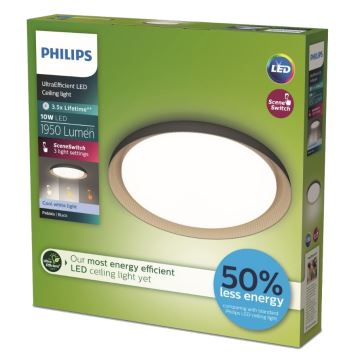 Philips - Iluminação de teto LED com regulação PEBBLO SCENE SWITCH LED/10W/230V 4000K preto