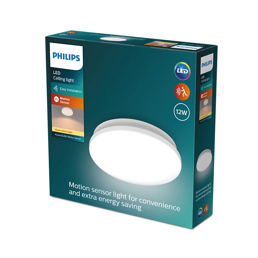 Philips - Iluminação de teto LED com sensor ACUNA LED/12W/230V 2700K