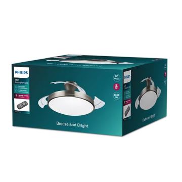 Philips-Iluminação de teto LED com uma ventoinha BLISS LED/35W/230V 5500/4000/2700K níquel + comando