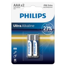 Philips LR03E2B/10 - 2 pçs Pilha alcalina AAA ULTRA ALKALINE 1,5V 1250mAh