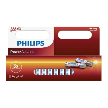 Philips LR03P12W/10 - 12 pçs Pilha alcalina AAA POWER ALKALINE 1,5V 1150mAh