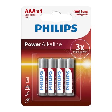 Philips LR03P4B/10 - 4 pçs Pilha alcalina AAA POWER ALKALINE 1,5V 1150mAh