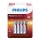 Philips LR03P4B/10 - 4 pçs Pilha alcalina AAA POWER ALKALINE 1,5V 1150mAh