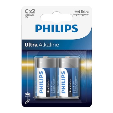 Philips LR14E2B/10 - 2 pçs Pilha alcalina C ULTRA ALKALINE 1,5V 7500mAh