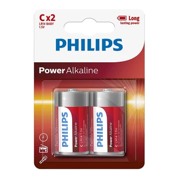 Philips LR14P2B/10 - 2 pçs Pilha alcalina C POWER ALKALINE 1,5V 7200mAh