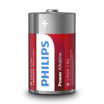 Philips LR20P2B/10 - 2 pçs Pilha alcalina D POWER ALKALINE 1,5V 14500mAh