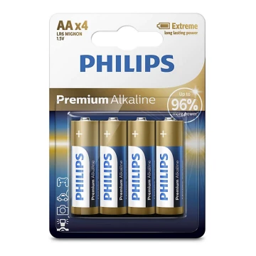 Philips LR6M4B/10 - 4 pçs Pilha alcalina AA PREMIUM ALKALINE 1,5V 3200mAh