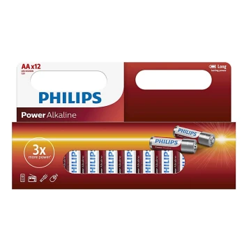 Philips LR6P12W/10 - 12 pçs Pilha alcalina AA POWER ALKALINE 1,5V 2600mAh