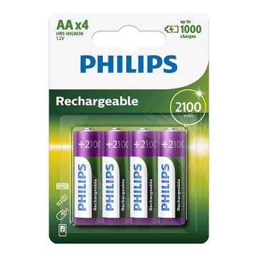 Philips R6B4A210/10 - 4 pçs Pilha recarregável AA MULTILIFE NiMH/1,2V/2100 mAh