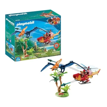 Playmobil - Conjunto de construção infantil de helicóptero com Pterodáctilo 39 pcs