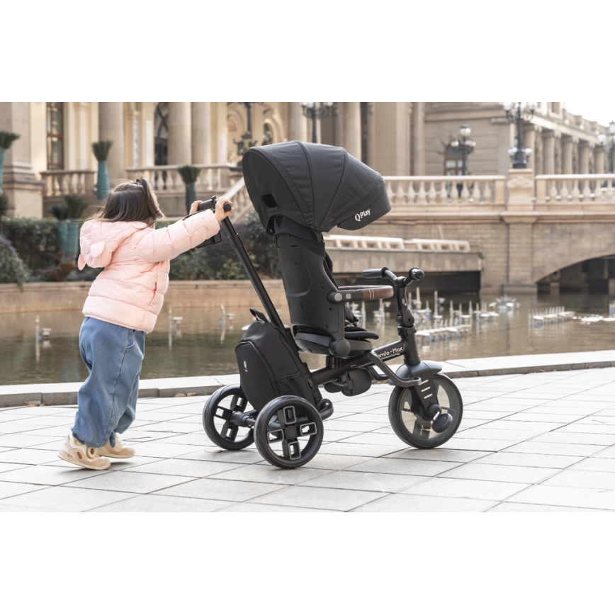 QPlay - Triciclo infantil 7 em 1 COMFO MAX preto