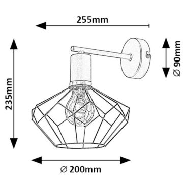 Rabalux - Iluminação de parede 1xE27/40W/230V diâmetro 20 cm preto