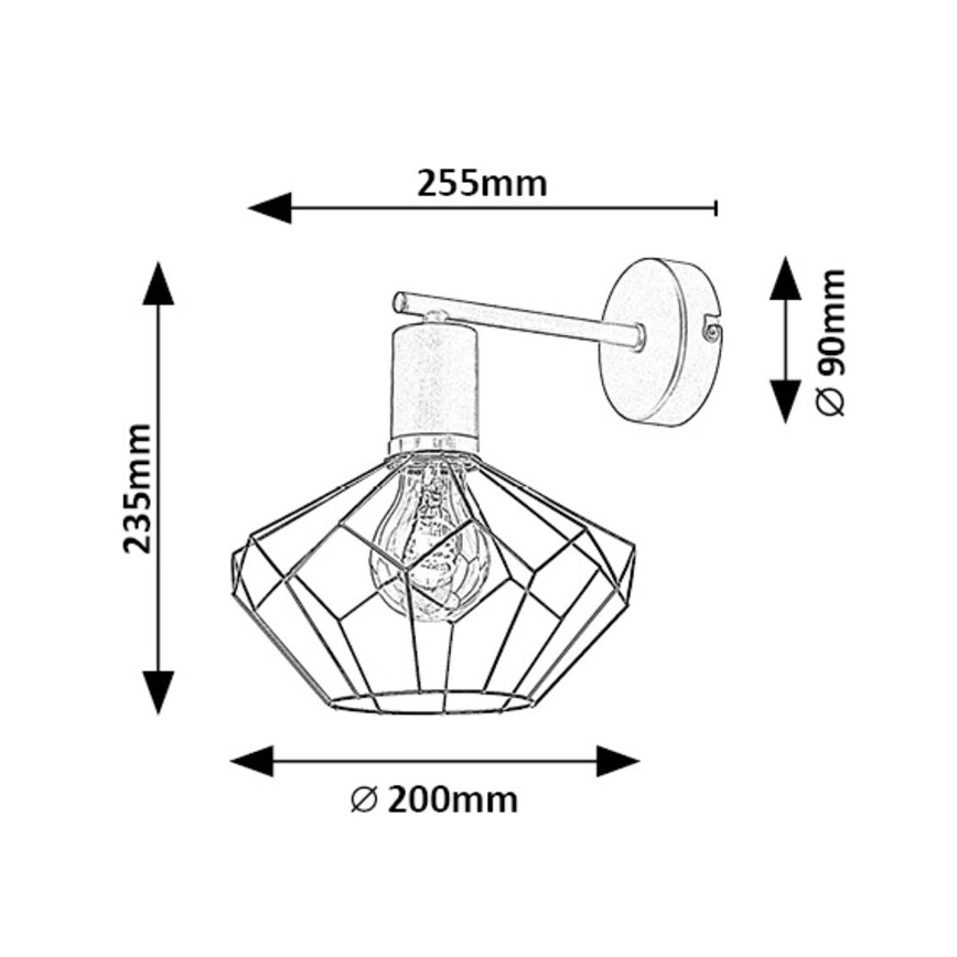 Rabalux - Iluminação de parede 1xE27/40W/230V diâmetro 20 cm preto