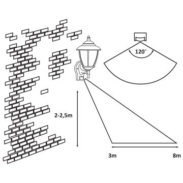 Rabalux - Luz de parede de exterior com sensor 1xE27/60W/230V IP43 dourado