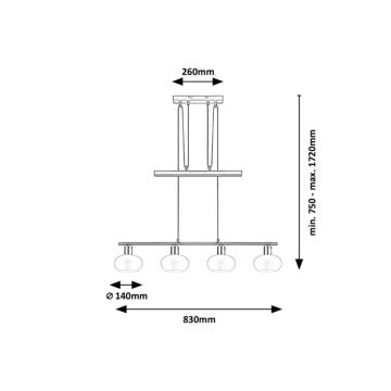 Rabalux - Candelabro suspenso 4xE14/40W/230V