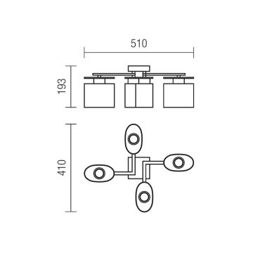 Redo 01-1029 - Candeeiro integrado SHAPE 4xE14/28W/230V