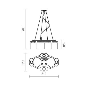 Redo 01-1030 - Candeeiro suspenso SHAPE 4xE14/28W/230V