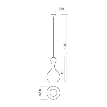 Redo 01-2259 - Candelabro suspenso LOB 1xE27/42W/230V diâmetro 22 cm cinzento