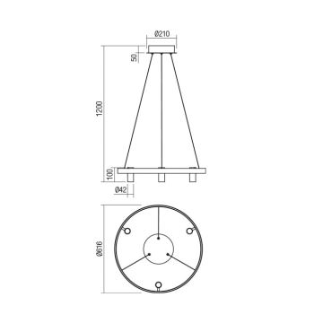 Redo 01-2490 - Candelabro suspenso LED SUMMIT LED/38W/230V CRI 90 diâmetro 61,6 cm dourada