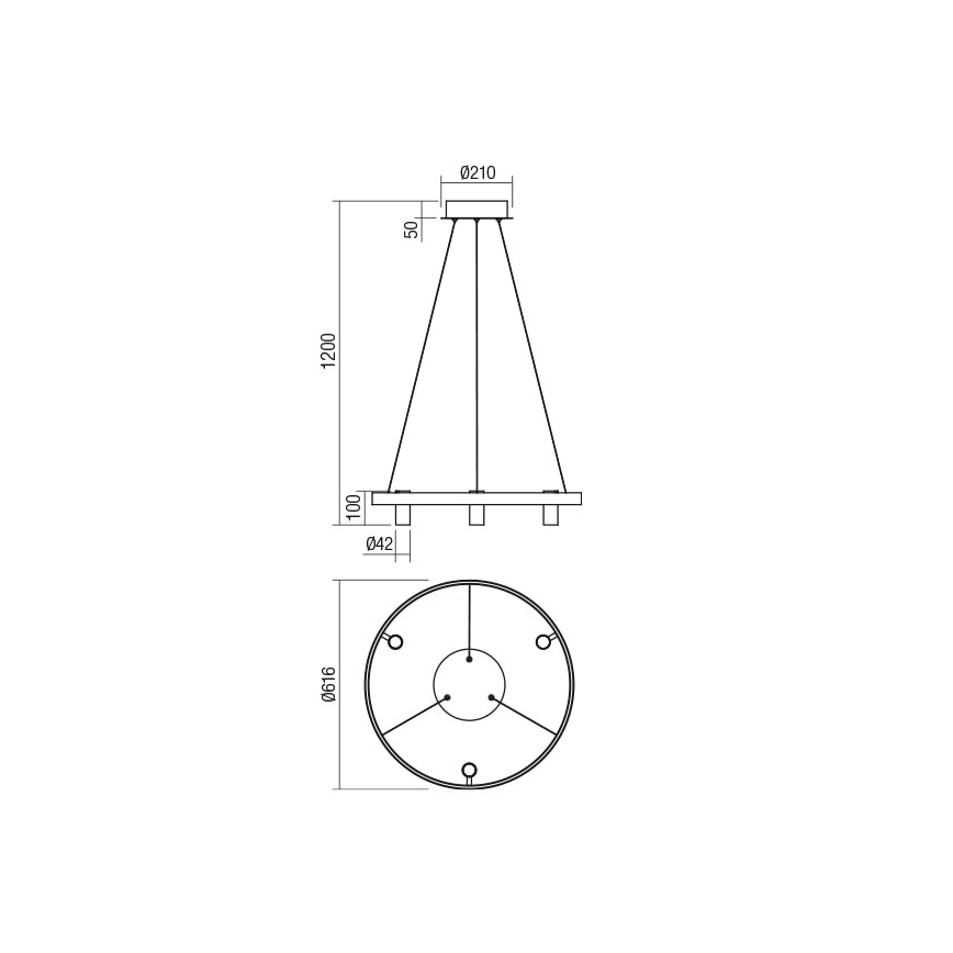 Redo 01-2490 - Candelabro suspenso LED SUMMIT LED/38W/230V CRI 90 diâmetro 61,6 cm dourada