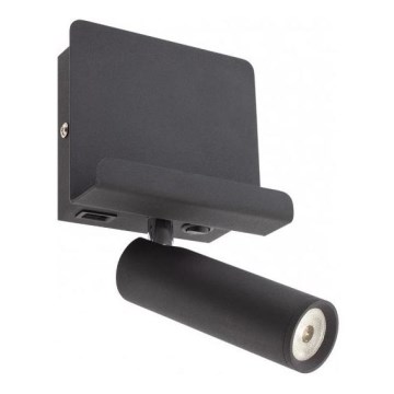 Redo 01-3084 - Foco de parede LED PANEL LED/3,5W/230V USB preto