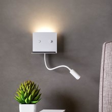 Redo 01-3210 - Iluminação de parede LED com uma pequena lâmpada flexível MOKA LED/6W + LED/3W/230V USB CRI90 branco